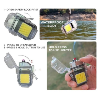 Dual Arc Waterproof Lighter with COB Flashlight