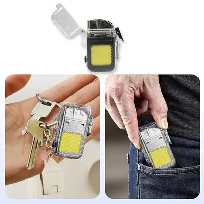 Dual Arc Waterproof Lighter with COB Flashlight
