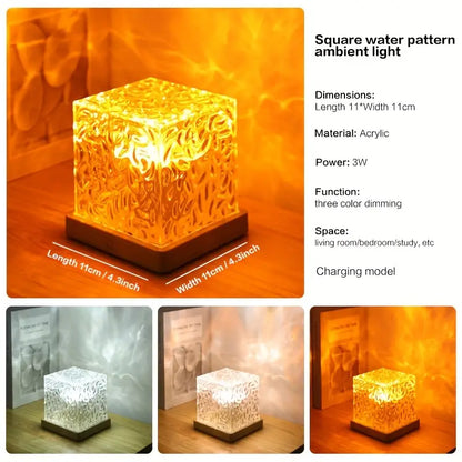 Dynamic Water Ripple Night Light - LED Projector Lamp for Bedroom and Gaming Room Decor or any area needing a touch of ambiance,