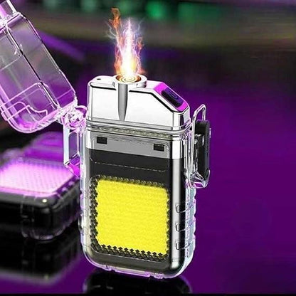Dual Arc Waterproof Lighter with COB Flashlight
