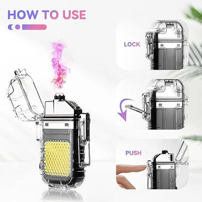 Dual Arc Waterproof Lighter with COB Flashlight