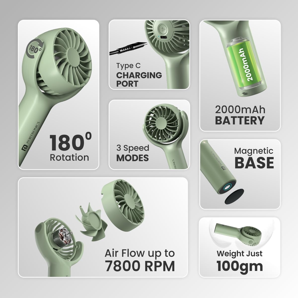 Portable Magnetic Mini Fan – Rechargeable USB Desk Fan