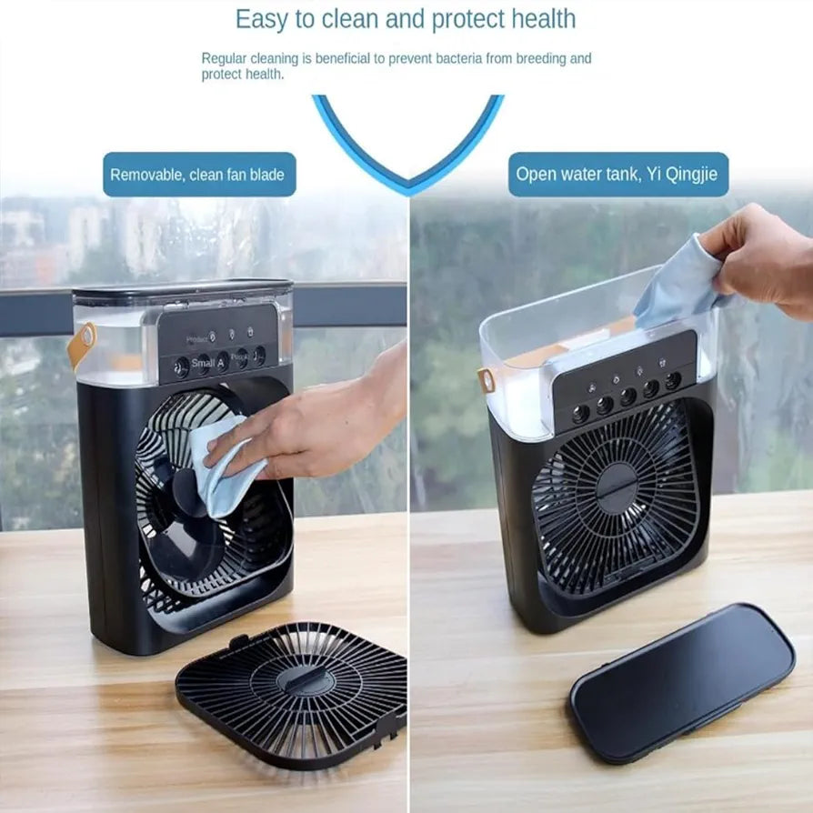 Portable Air cooler Table fan with humidifier fan and LED mood light