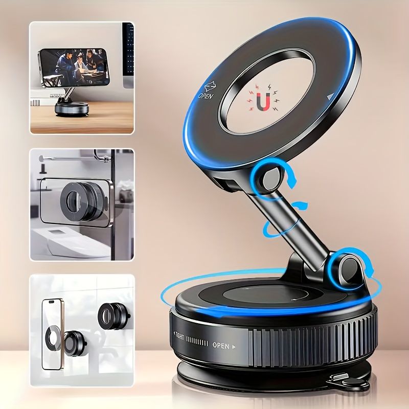 Vacuum Magnetic  Phone Holder – Ultra Strong Suction | 360° Foldable