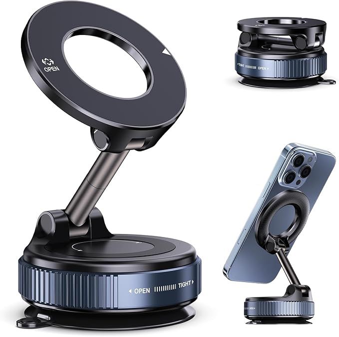 Vacuum Magnetic  Phone Holder – Ultra Strong Suction | 360° Foldable