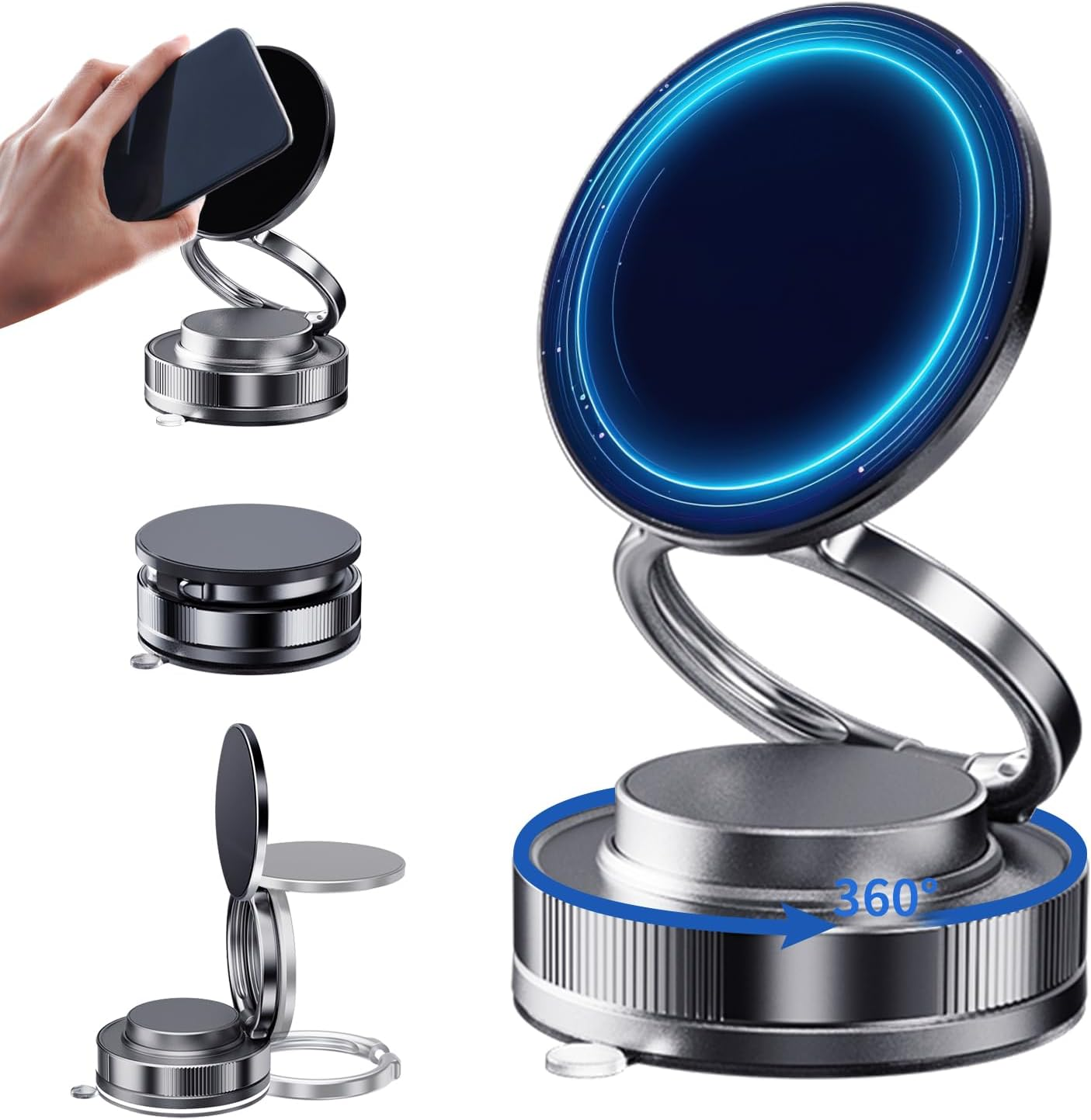 Vacuum Magnetic Phone Holder – Rock Solid. One-Handed. 360° Adjustable