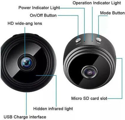 SmartEye Mini Wireless WiFi Security Camera | HD 1080p Indoor Video Recorder with Low Light Vision | Portable & Magnetic | Home, Office, and Baby Monitor