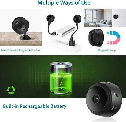 SmartEye Mini Wireless WiFi Security Camera | HD 1080p Indoor Video Recorder with Low Light Vision | Portable & Magnetic | Home, Office, and Baby Monitor