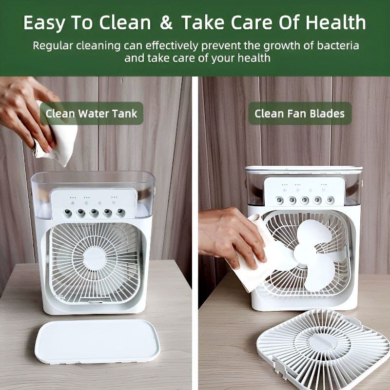 Portable Air cooler Table fan with humidifier fan and LED mood light