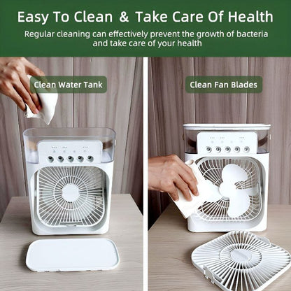 Portable Air cooler Table fan with humidifier fan and LED mood light