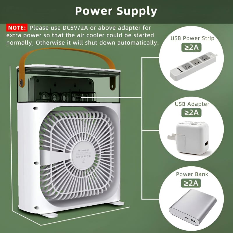 Portable Air cooler Table fan with humidifier fan and LED mood light