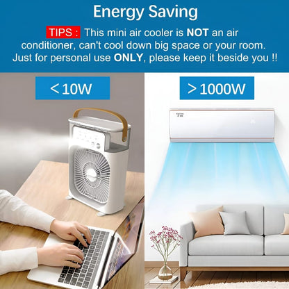 Portable Air cooler Table fan with humidifier fan and LED mood light