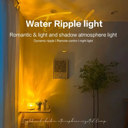 Dynamic Water Ripple Night Light - LED Projector Lamp for Bedroom and Gaming Room Decor or any area needing a touch of ambiance,