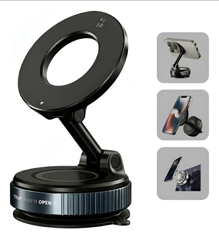 Vacuum Magnetic  Phone Holder – Ultra Strong Suction | 360° Foldable