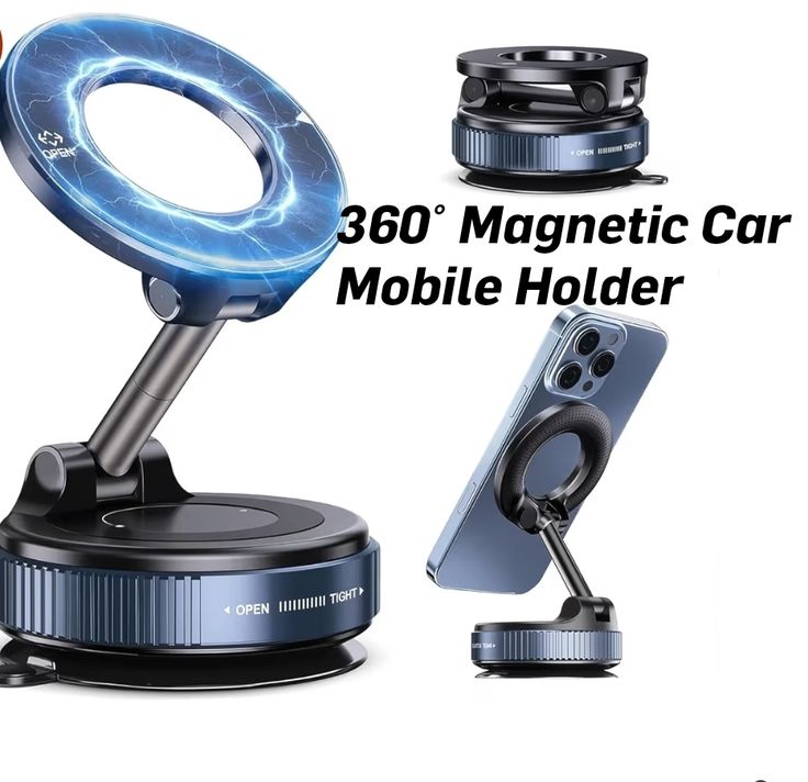 Vacuum Magnetic  Phone Holder – Ultra Strong Suction | 360° Foldable