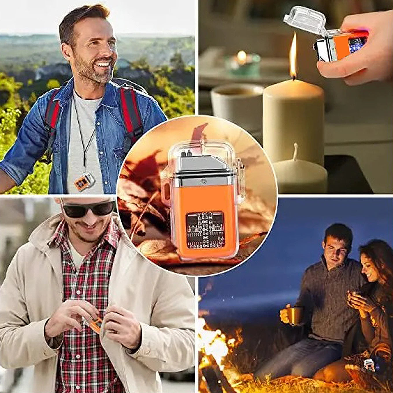 Dual Arc Waterproof Lighter with COB Flashlight